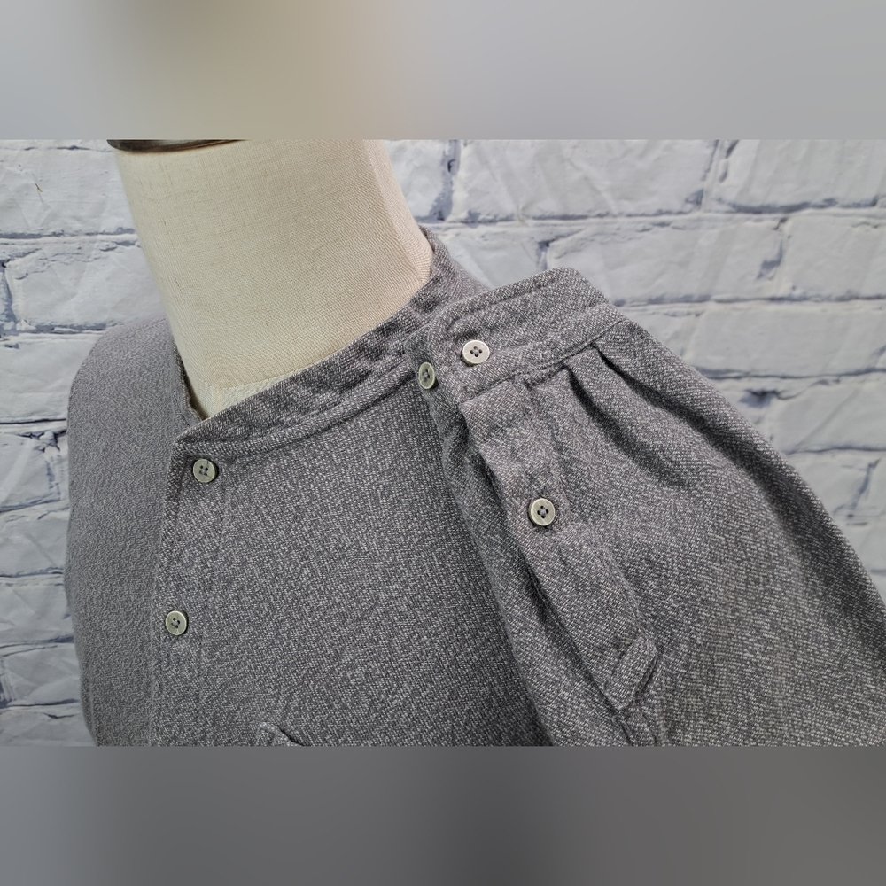 Wings + Horns Men's Button Down Shirt Mandarin Collar Gray Medium - Picture 6 of 16